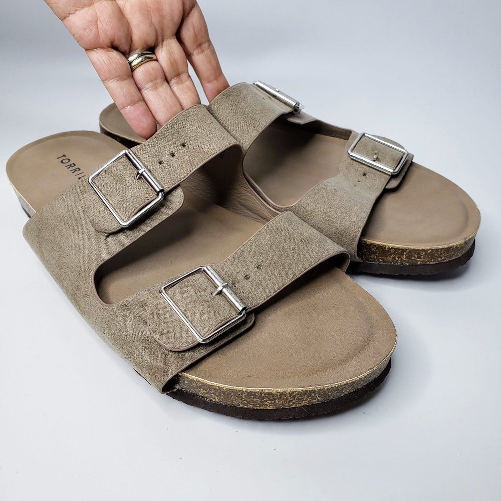 Torrid Women’s Double Buckle Slide Slip On Sandals Tan Boho Adjustable  13WW